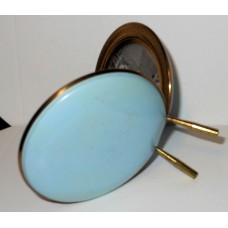 1930s Hinged Double Frame, Turquoise Enamel Covers, Stand, Original Glass   202403431527